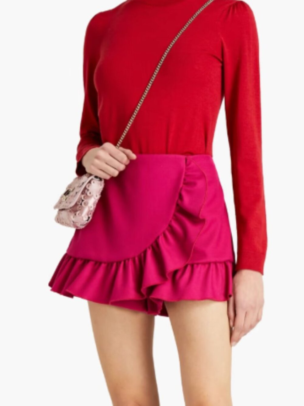 RED Valentino Hot‎ Pink Skort Ruffle Wrap Mini Skirt Shorts NWT Small